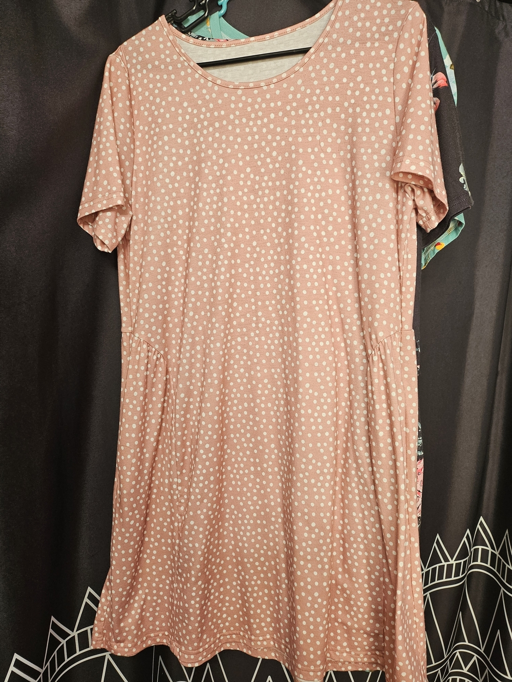 Dusty Rose Polka Dot Short Sleeve Dress